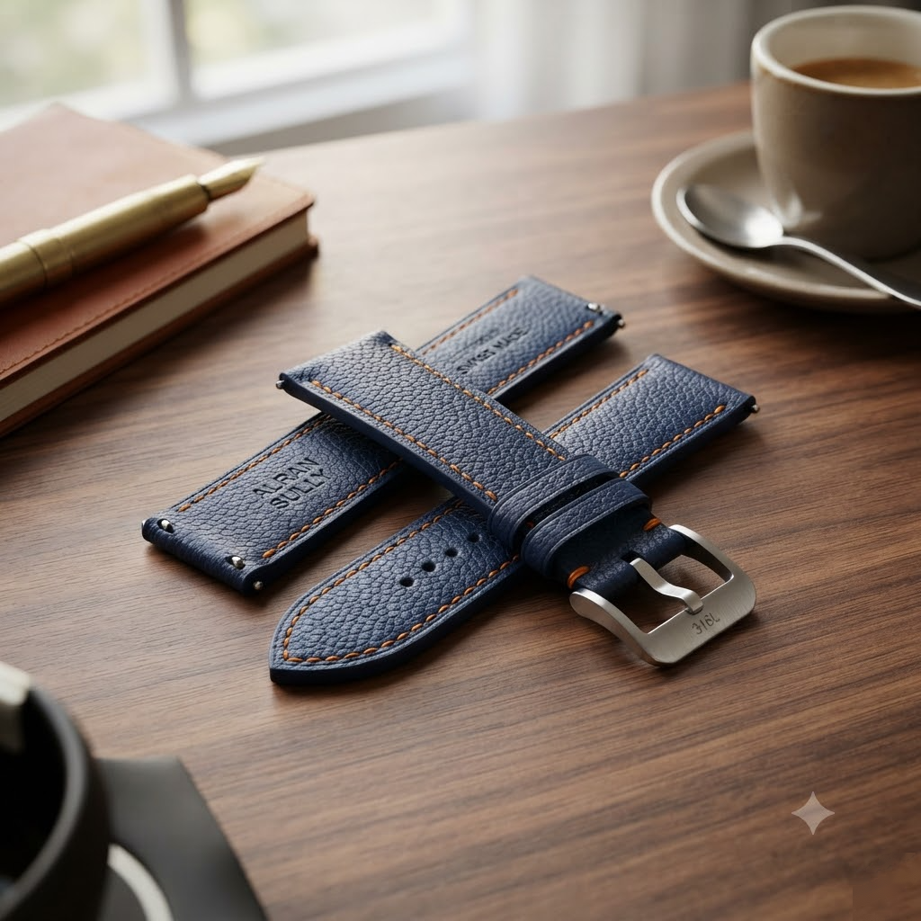 Alran Sully Deep Navy — Racing Orange Contrast Stitch — Lifestyle Desk EDC