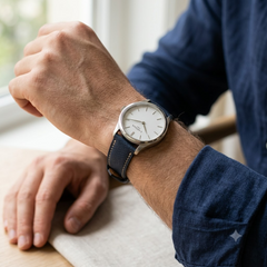 Epsom Sandline — C · Deep Navy — Ergonomic On-Wrist Fit