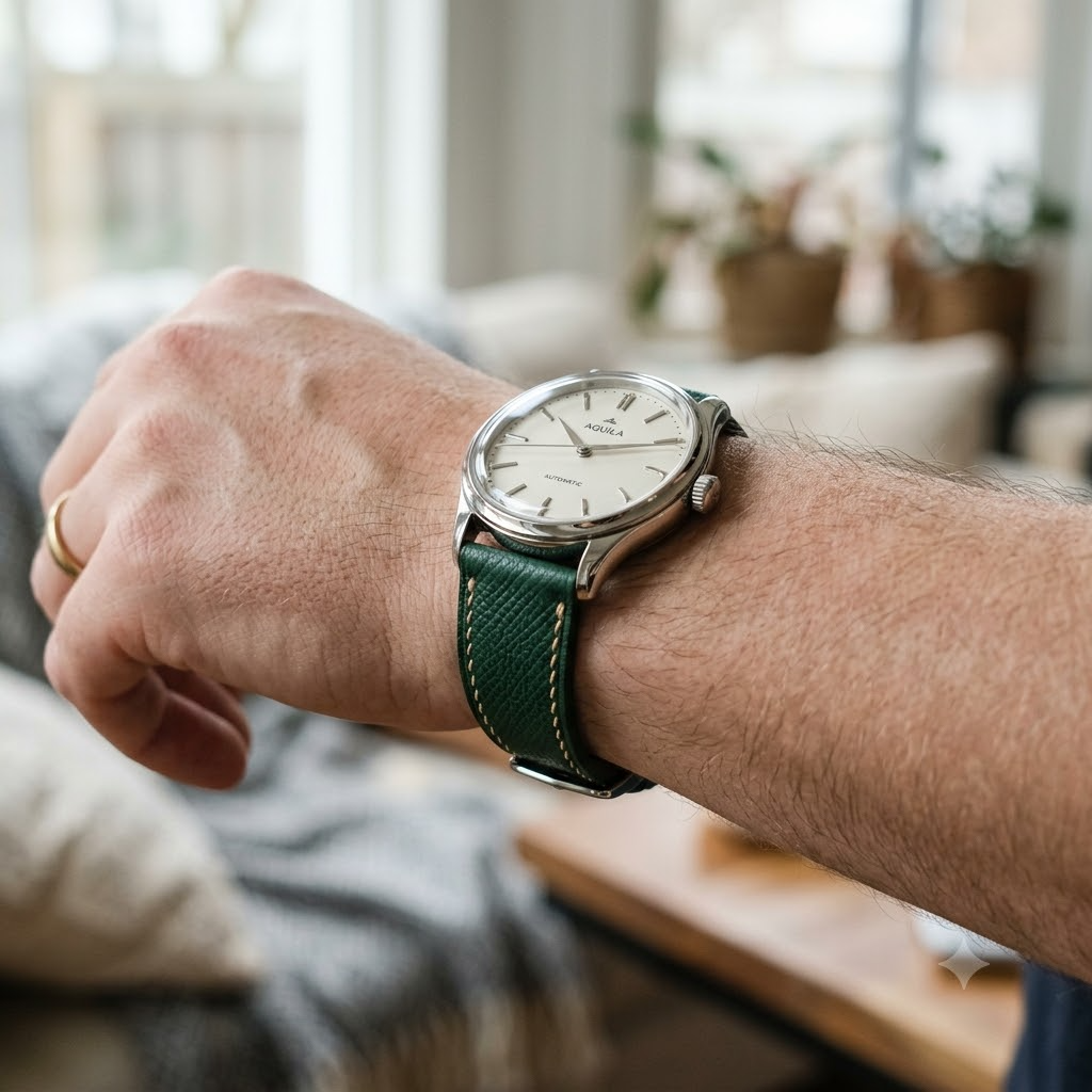 Epsom Ivory Contrast — C · Emerald Forest Green — Ergonomic On-Wrist Fit