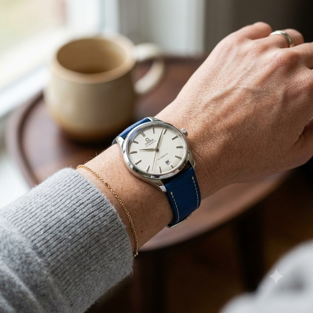 Epsom Ivory Contrast — B · Royal Sapphire Blue — Ergonomic On-Wrist Fit
