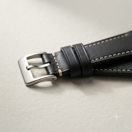 Alran Sully Jet Black — Cream Contrast Stitch — Macro Stitch & Grain