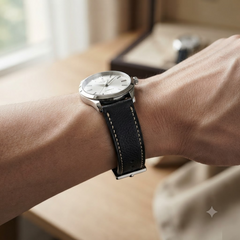 Alran Sully Jet Black — Cream Contrast Stitch — On-Wrist