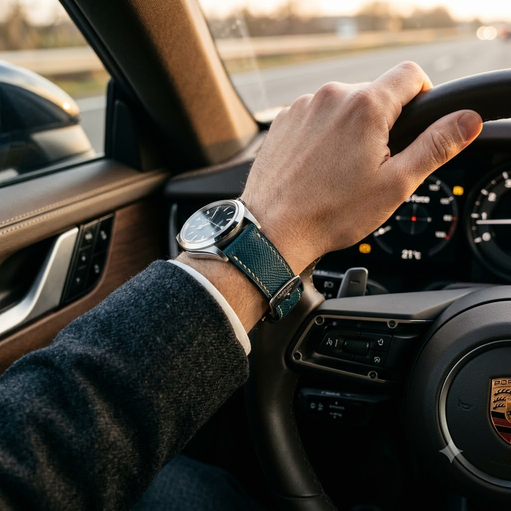 Epsom Ivory Contrast — A · Midnight Teal / Blue-Green — Executive Drive On-Wrist
