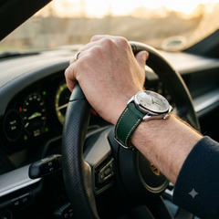 Epsom Ivory Contrast — C · Emerald Forest Green — Executive Drive On-Wrist