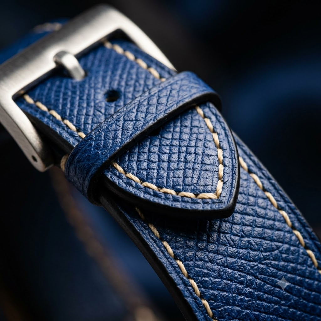 Epsom Ivory Contrast — B · Royal Sapphire Blue — Artisanal Macro Detail