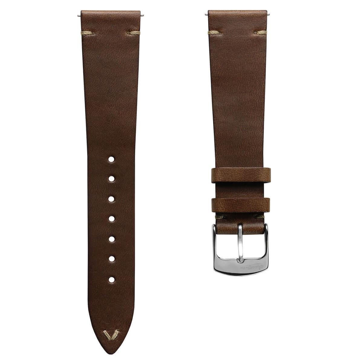 Dây đeo đồng hồ bằng da thật Horween Chromexcel® khâu chữ V - Màu nâu nhạt Chromexcel
