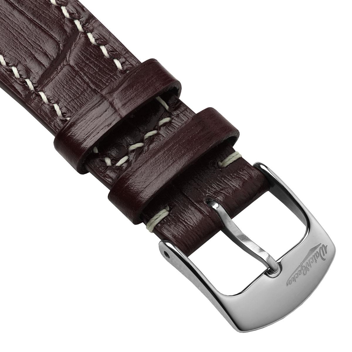 Arnem Handgenähtes Armband aus Kalbsleder mit Alligator-Muster ở Kastanienbraun