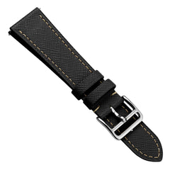 Vòng tay montre và cuir Saffiano Brixham Noir Élégant