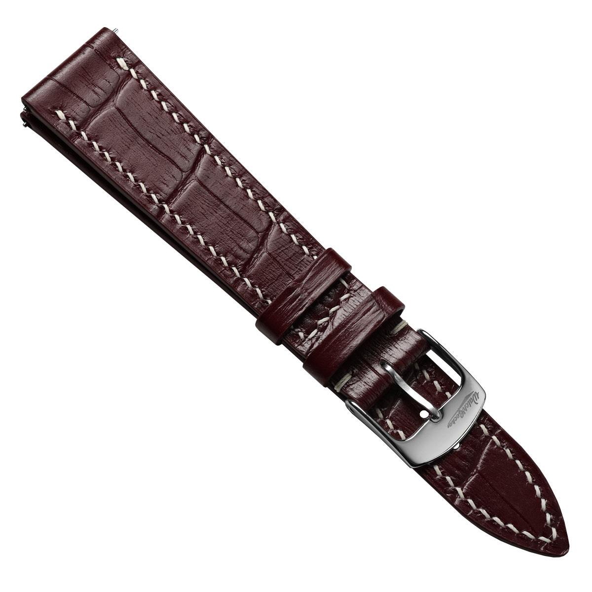 Arnem Handgenähtes Armband aus Kalbsleder mit Alligator-Muster ở Kastanienbraun