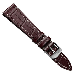 Arnem Handgenähtes Armband aus Kalbsleder mit Alligator-Muster ở Kastanienbraun