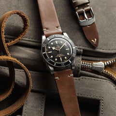 Vòng tay Montre en Cuir Shell Cordovan Cromford Horween - Marron Moyen