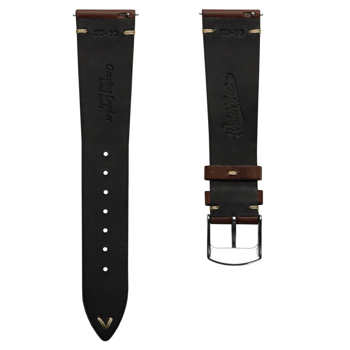 Dây đeo đồng hồ bằng da thật Horween Chromexcel® khâu chữ V - Màu nâu đậm Chromexcel