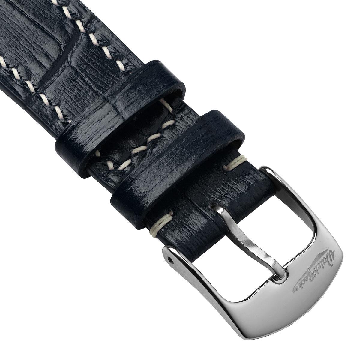 Arnem Handgefertigter Kalbsleder-Uhrenarmband mit Alligator-Design màu Navy Blau