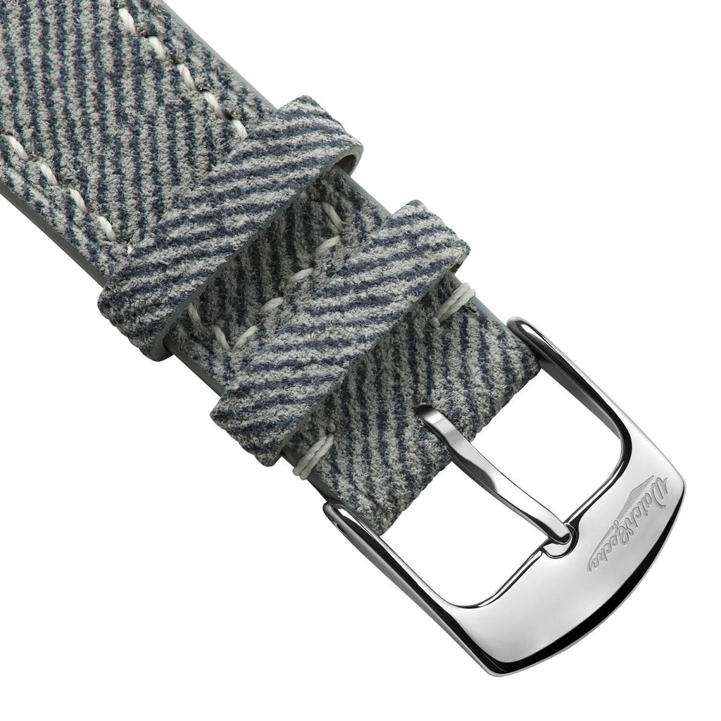 Dây đeo đồng hồ Arbour khâu tay bằng vải denim và da thật – Thiết kế màu xám thanh lịch