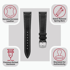 Dây đeo đồng hồ khâu tay thủ công chính hãng Horween Chromexcel® - Màu đen