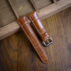 Dây đồng hồ da cá sấu/Dây đồng hồ da màu nâu cognac/Dây đồng hồ tháo lắp nhanh/Dây đồng hồ da thủ công/Dây đồng hồ da đặt làm theo yêu cầu