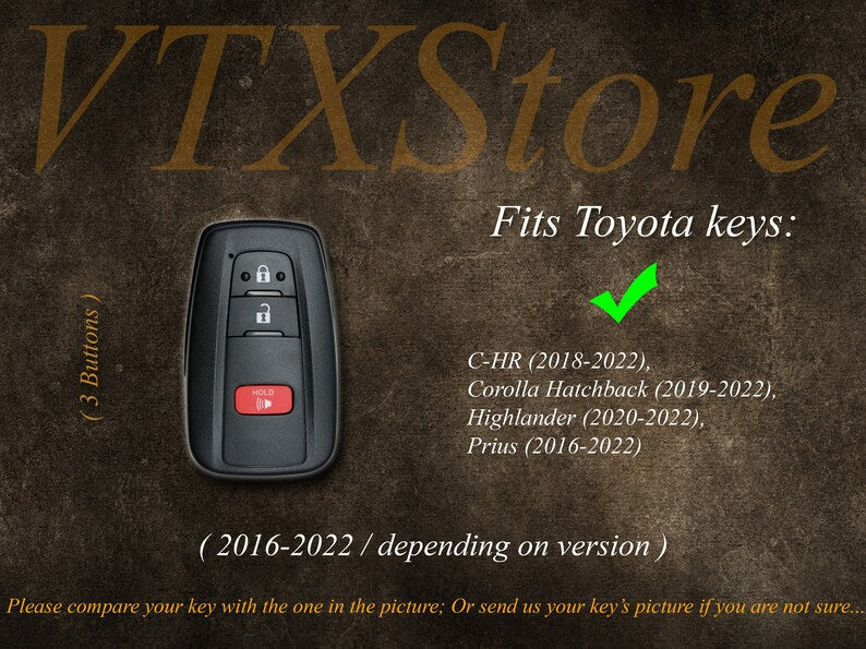 Bao da móc chìa khóa xe cá nhân hóa cho Toyota Highlander, C-HR, Prius, RAV4, ... Móc chìa khóa điều khiển từ xa Toyota, Quà tặng cho phái mạnh