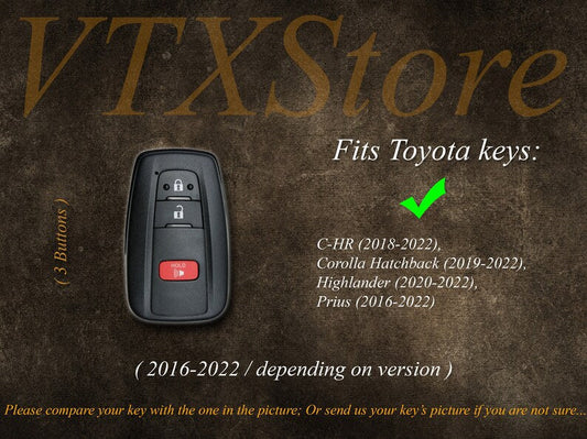Bao da móc chìa khóa xe cá nhân hóa cho Toyota Highlander, C-HR, Prius, RAV4, ... Móc chìa khóa điều khiển từ xa Toyota, Quà tặng cho phái mạnh
