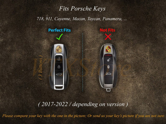 Bao đựng chìa khóa cá nhân hóa cho Porsche 911 718 Cayenne ... Vỏ bảo vệ bằng da cho chìa khóa điều khiển từ xa, móc khóa.