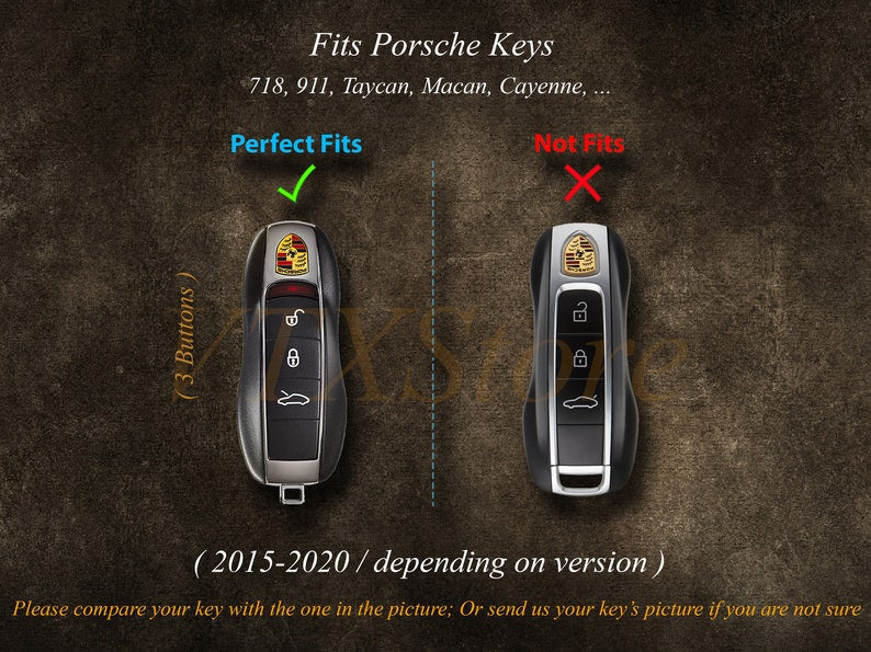 Vỏ bọc chìa khóa xe Porsche Taycan Macan 911 718 Cayenne ... Vỏ bọc chìa khóa bằng da cá nhân hóa cho xe Porsche, Quà tặng cho nữ, Quà sinh nhật