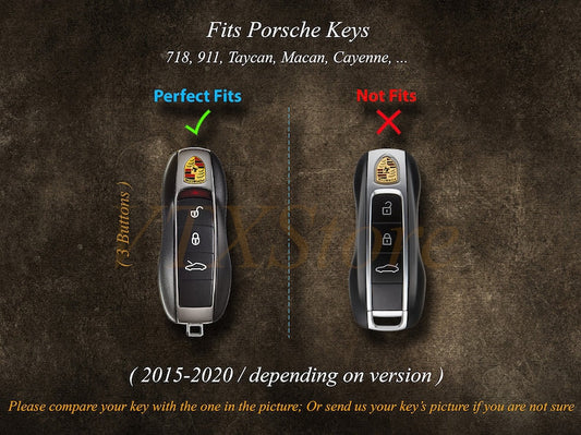Bao da chìa khóa xe Porsche Cayenne, Vỏ bọc chìa khóa bằng da cho Porsche Cayenne 2011-2020, Da thuộc thực vật Ý, Quà tặng cho nam giới, Quà tặng Ngày của Cha