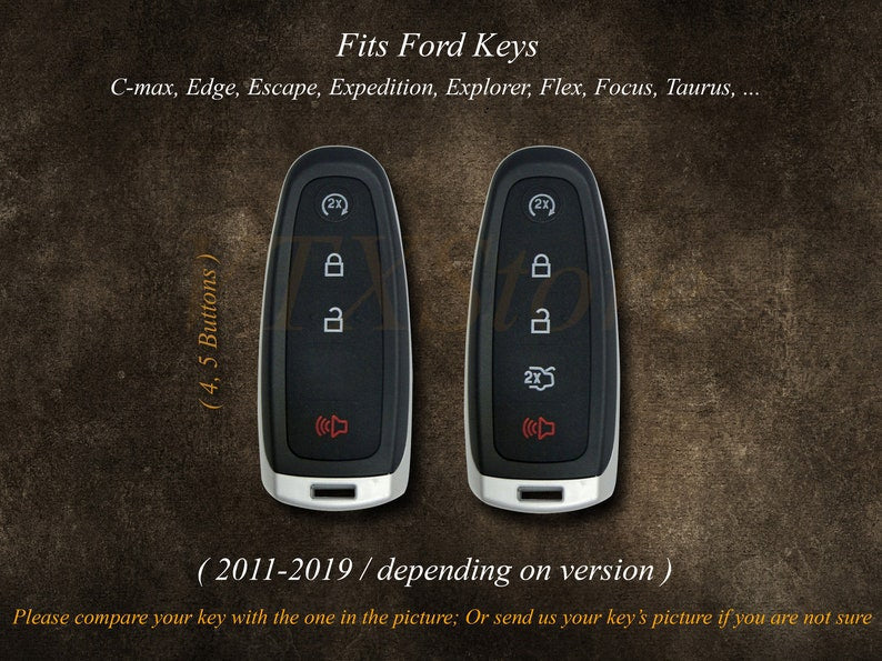 Bao da bảo vệ chìa khóa điều khiển từ xa cho xe Ford C-max Edge Escape Expedition Explorer Flex Focus Taurus - Quà tặng sinh nhật