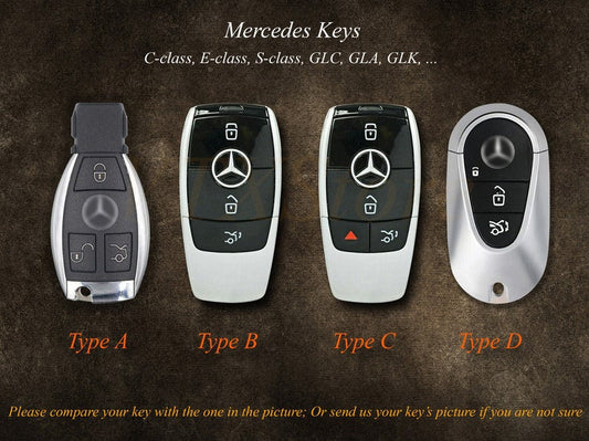 Bao đựng chìa khóa Mercedes Benz mọi loại, bao bảo vệ bằng da cho Mercedes CEGMRS SL GLC GLA Cla, phụ kiện móc chìa khóa Mercedes
