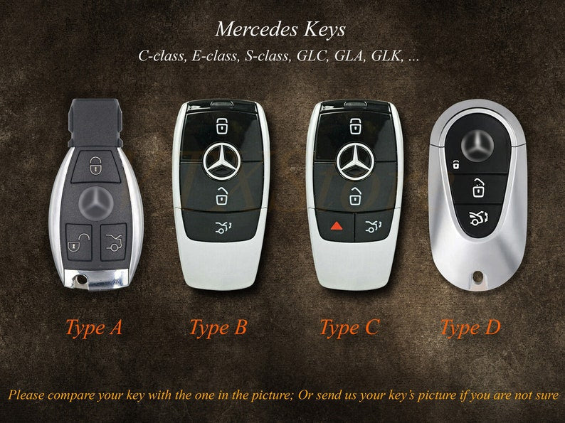 Bao da chìa khóa xe Mercedes mọi loại, vỏ chìa khóa da cho Mercedes CEGMRS SL, quà tặng cho nam giới, quà tặng Ngày của Cha, quà tặng cá nhân hóa.