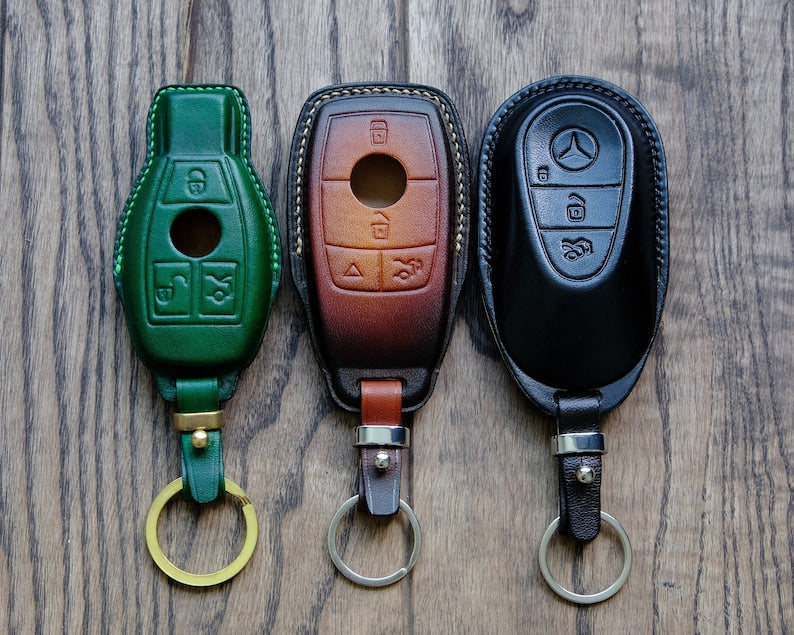 Bao da chìa khóa xe Mercedes mọi loại, vỏ chìa khóa da cho Mercedes CEGMRS SL, quà tặng cho nam giới, quà tặng Ngày của Cha, quà tặng cá nhân hóa.