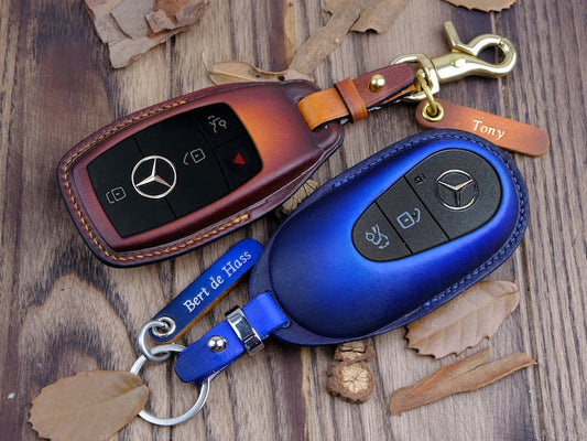 Bao da chìa khóa ô tô – da thuộc thảo mộc – cho C-Class – cá nhân hóa
