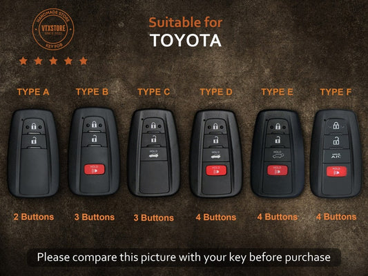 Bao da móc chìa khóa cho Toyota RAV4, Móc chìa khóa tùy chỉnh cho RAV4, Móc chìa khóa không cần chìa khóa cho Toyota, Quà tặng cho xe mới, Phụ kiện ô tô
