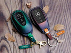 Móc khóa da thủ công cho xe Mercedes-Benz GLE, vỏ chìa khóa xe hơi bằng da thủ công phù hợp với Mercedes Benz CE S-Class GLA GLC, phụ kiện Mercedes