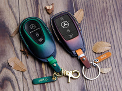 Móc khóa da thủ công cho xe Mercedes-Benz GLE, vỏ chìa khóa xe hơi bằng da thủ công phù hợp với Mercedes Benz CE S-Class GLA GLC, phụ kiện Mercedes