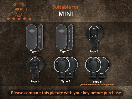 Bao da móc chìa khóa xe MINI Cooper 2025 2024, vỏ chìa khóa thủ công dành cho Mini Countryman Clubman Convertible Hatchback Paceman, quà tặng cho vợ.