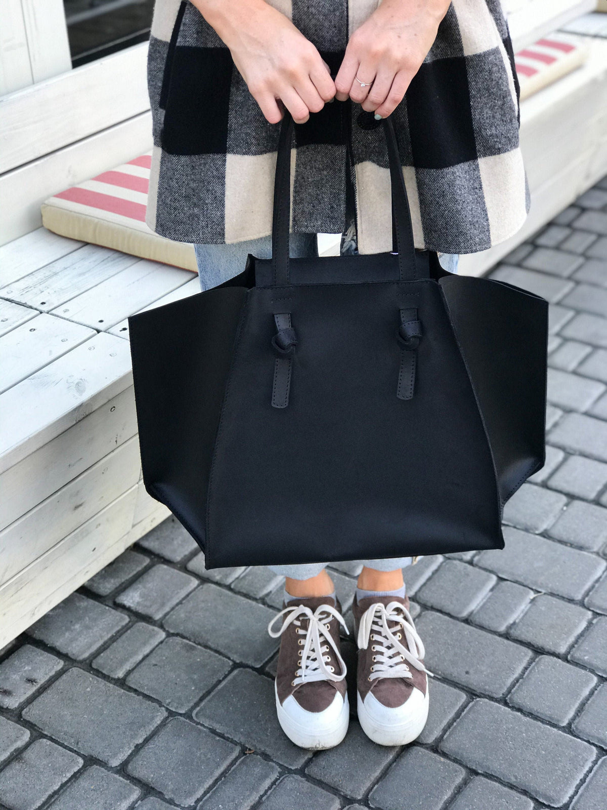 Túi tote da – da bê – Đen