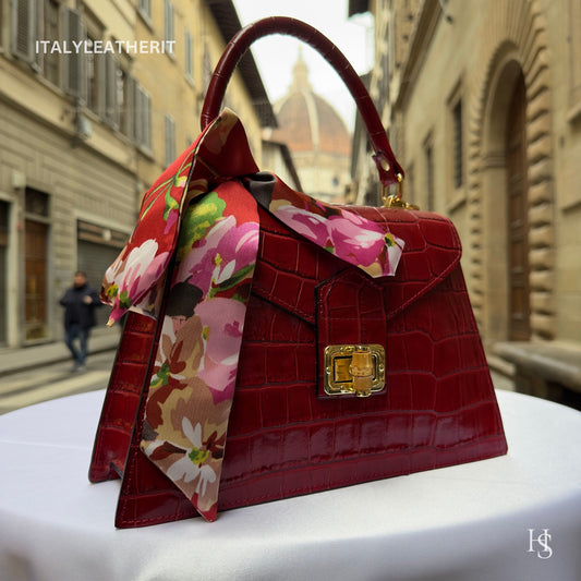 Túi tote da – Đỏ đậm – thủ công