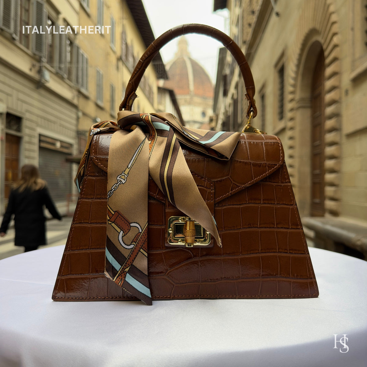 Túi tote da – Nâu – thủ công