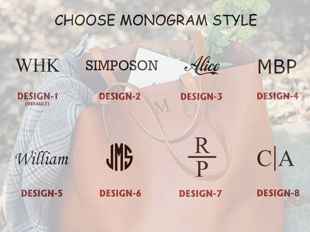 Personalized Leather Tote Bag, Monogrammed Women's Handbag