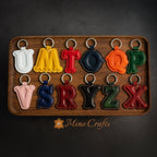 Leather Initial Charm Keychain Accessories - Handcrafted Personalized Leather Initial Piece - With keyring