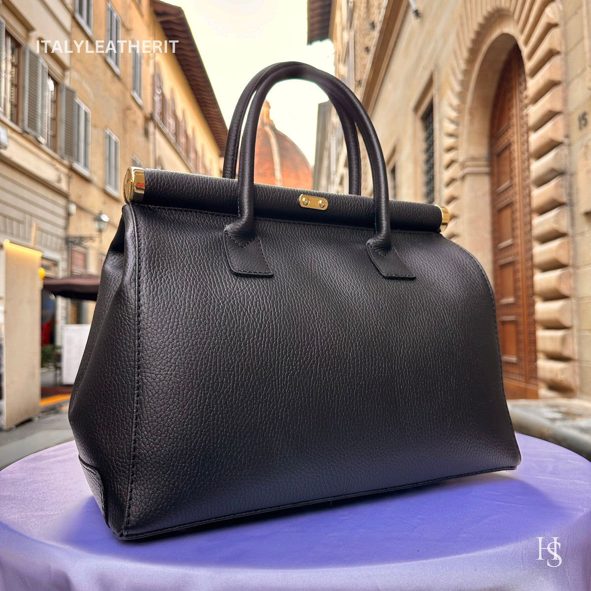Túi tote da – dành cho nữ – Đen – thủ công