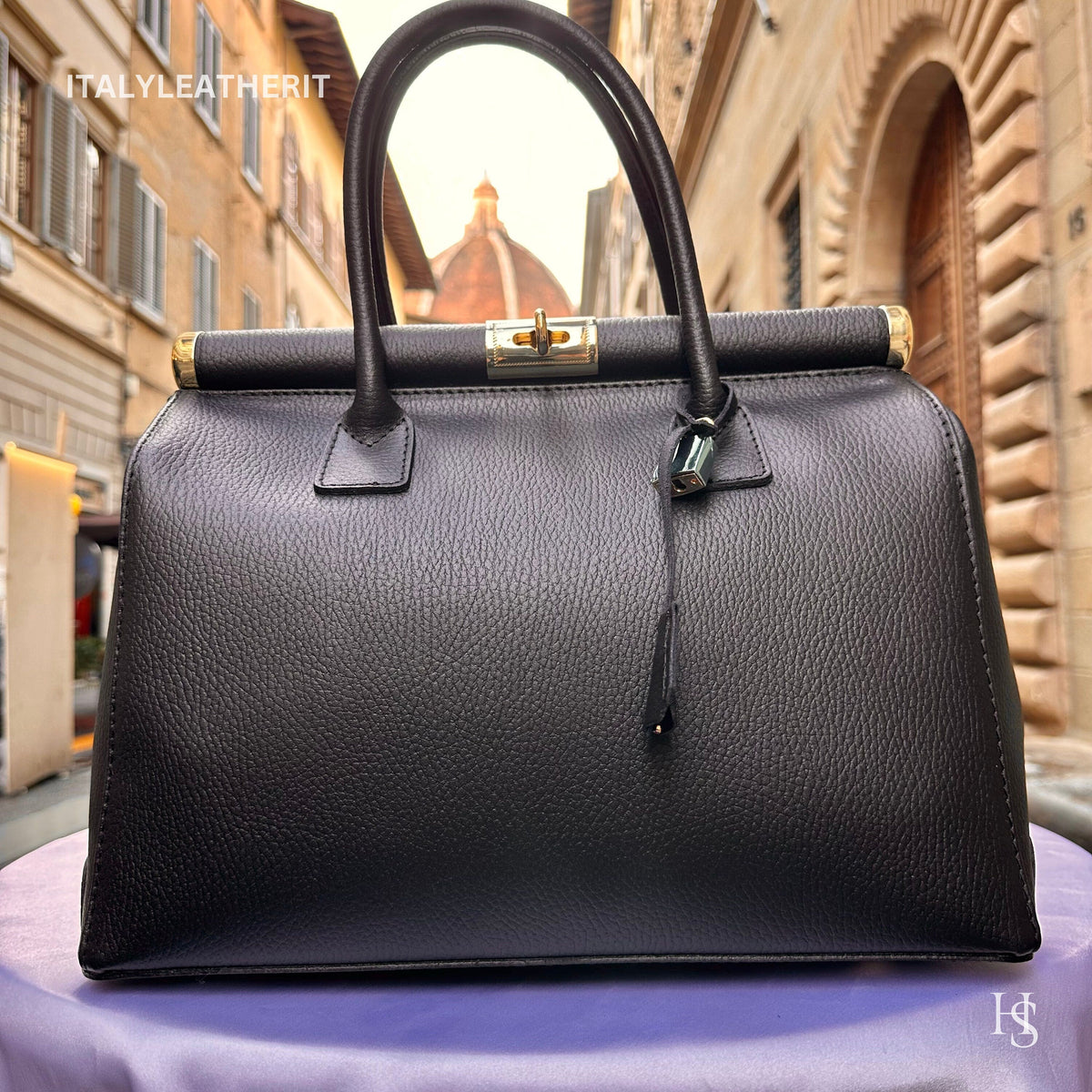 Túi tote da – dành cho nữ – Đen – thủ công
