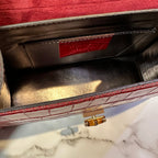 Dark Red Italian Leather Tote Bag – Elegant Top Handle Purse with Scarf – Handmade in Florence