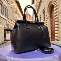 Túi tote da – dành cho nữ – Đen – thủ công