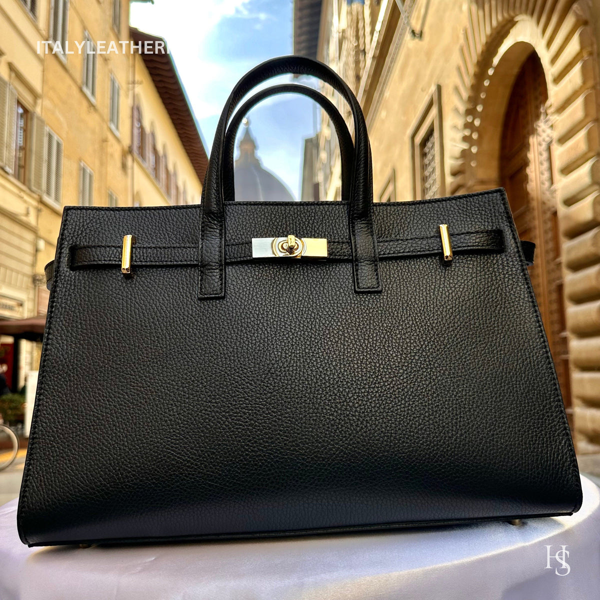 Túi tote da – dành cho nữ – Đen – thủ công