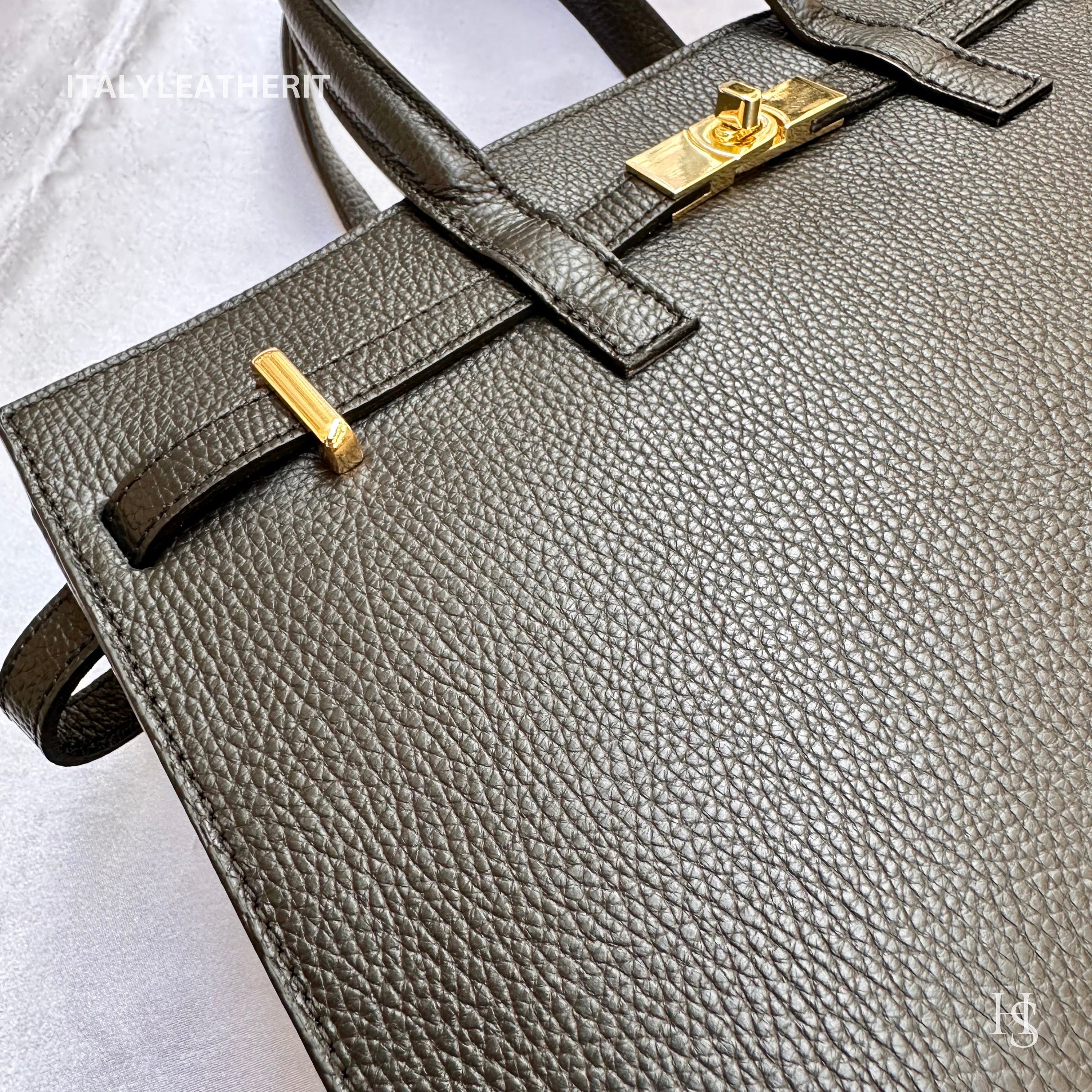 Italian Handmade Leather Tote Bag | Made in Italy,  Black Genuine Leather Purse for Women