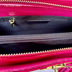 Túi tote da – dành cho nữ – Hồng fuchsia – thủ công