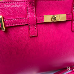 Túi tote da – dành cho nữ – Hồng fuchsia – thủ công