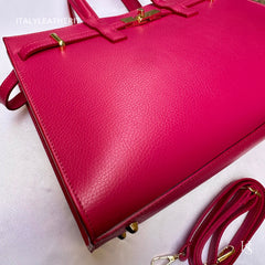 Túi tote da – dành cho nữ – Hồng fuchsia – thủ công
