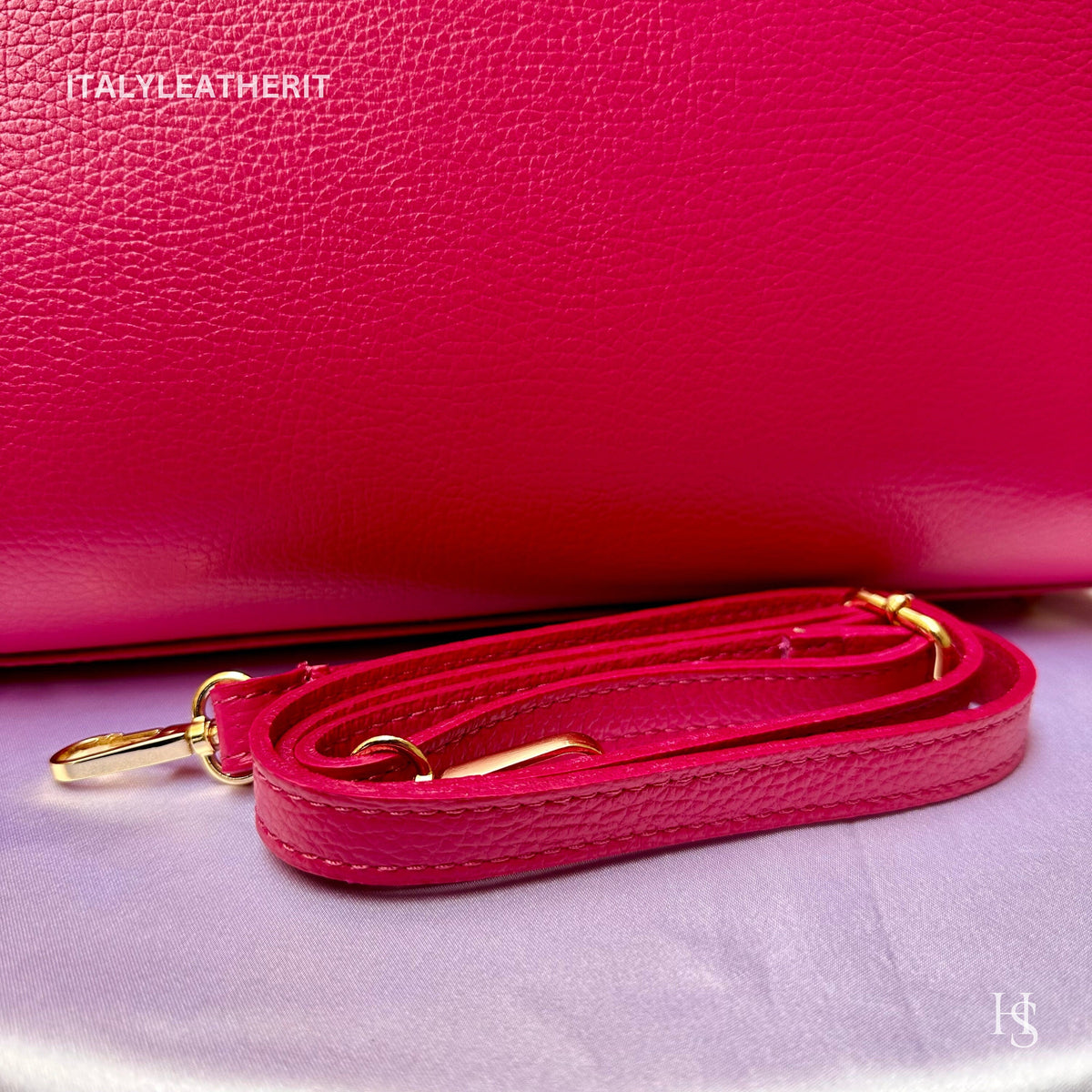 Túi tote da – dành cho nữ – Hồng fuchsia – thủ công