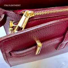 Túi tote da – dành cho nữ – Đỏ burgundy – thủ công